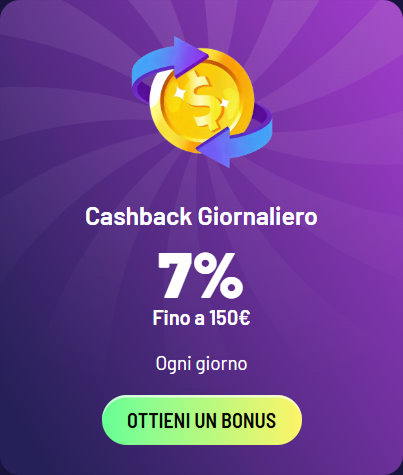 TuffPuff Casino dagelijkse cashback bonus van 7% tot €150