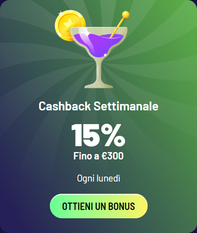 TuffPuff Casino wekelijkse cashback bonus van 15% tot €300