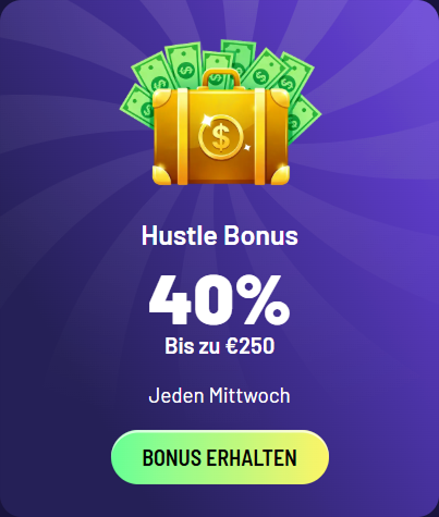 Hustle Bonus 40% tot €250 elke woensdag