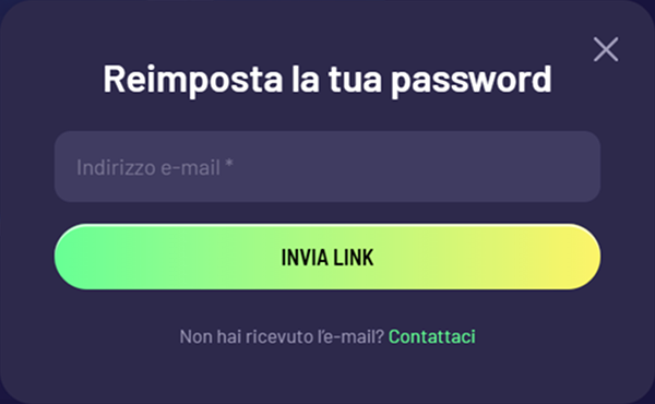 TuffPuff Casino mobiel wachtwoordherstelformulier met e-mailinvoer en linkknop